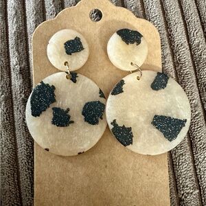 Black and Cream Dangle Earrings